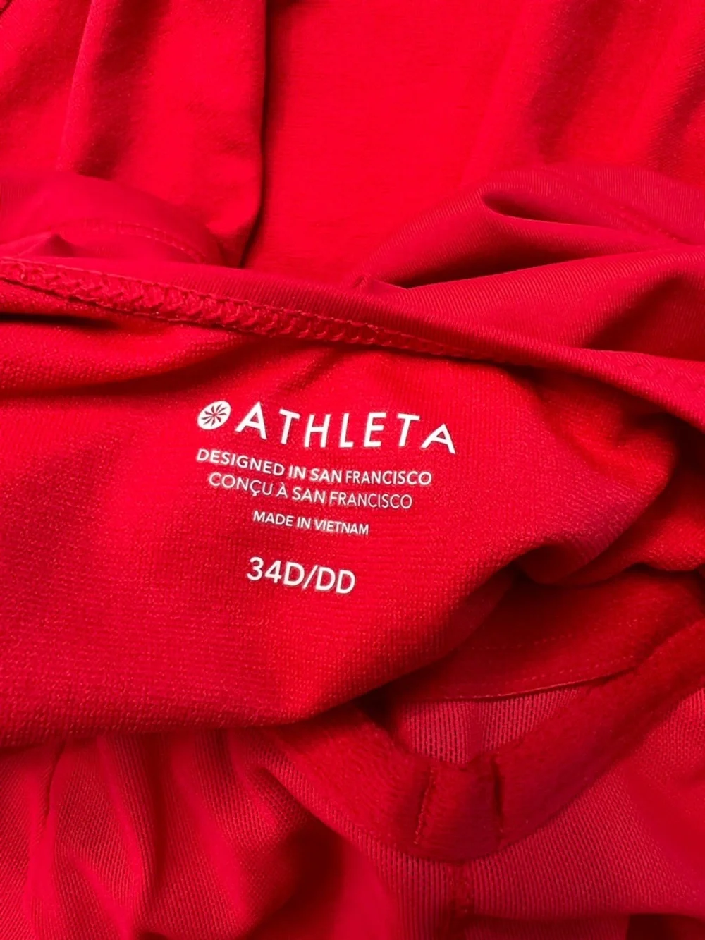 Athleta Maldives Bra Cup Tankini high neck 34D/DD cherry red - Picture 8 of 9